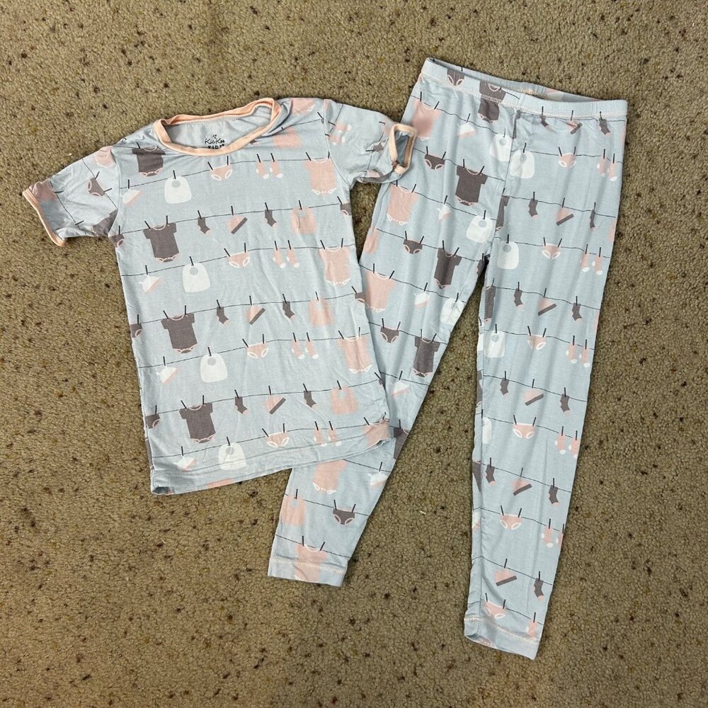 KicKee Kids Blue & Pink Laundry 2 Piece Pajama Set Girls Size 6